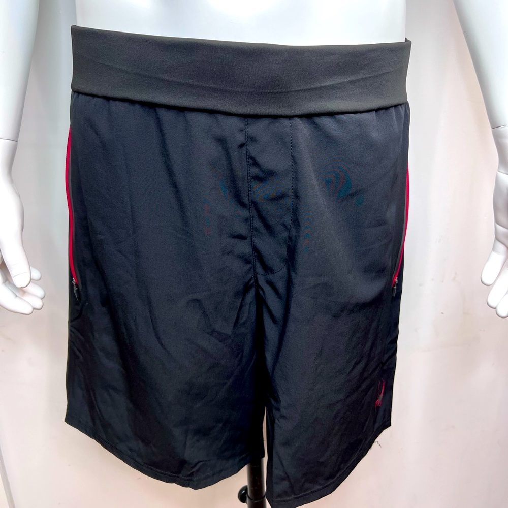 SPYDER MEN'S ACTIVE WEAR,BLACK,L,2 POCKETS W/RED ZIPPER,3D LOGO DIFFERENT SHADES
